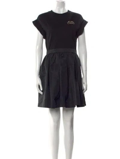 Pre-owned Alexander Mcqueen Crew Neck Mini Dress In Black