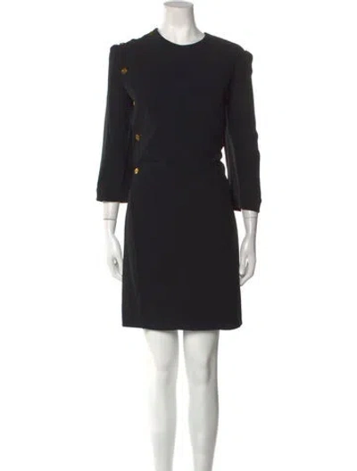 Pre-owned Alexander Mcqueen Crew Neck Mini Dress In Black