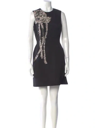 Pre-owned Alexander Mcqueen Crew Neck Mini Dress In Black