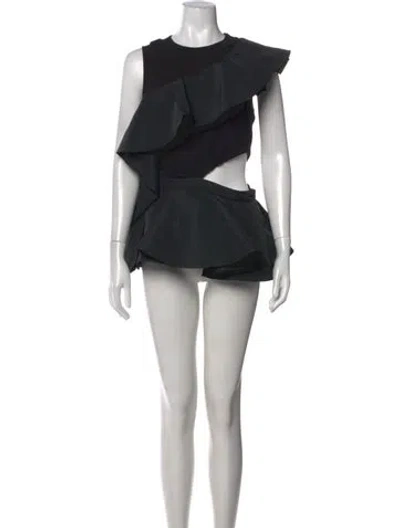 Pre-owned Alexander Mcqueen Crew Neck Mini Dress In Black