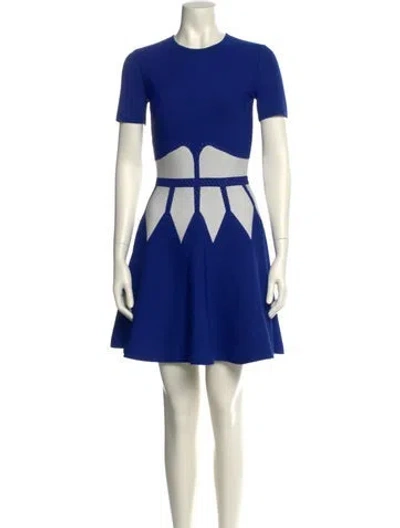 Pre-owned Alexander Mcqueen Crew Neck Mini Dress In Blue