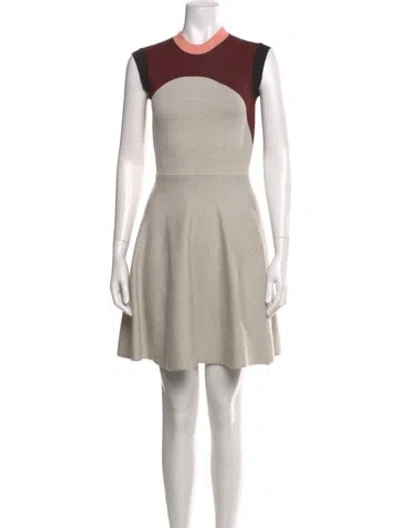 Pre-owned Alexander Mcqueen Crew Neck Mini Dress In Gray