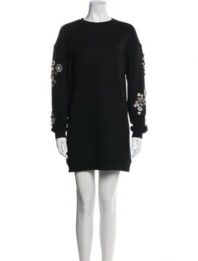 Pre-owned Alexander Mcqueen Crew Neck Mini Dress In Gray