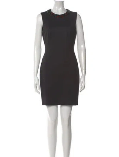 Pre-owned Alexander Mcqueen Crew Neck Mini Dress In Gray