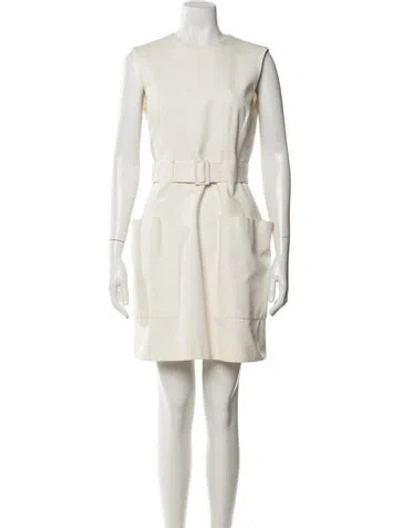 Pre-owned Alexander Mcqueen Crew Neck Mini Dress In Neutral