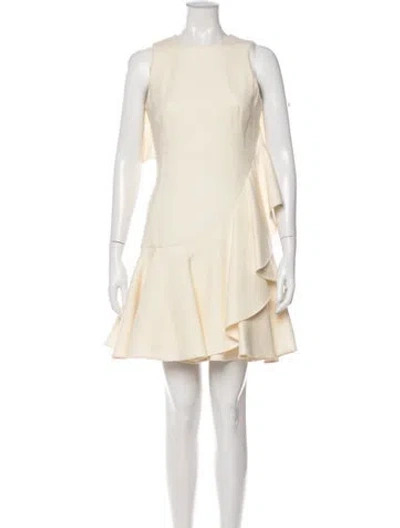 Pre-owned Alexander Mcqueen Crew Neck Mini Dress In Neutral