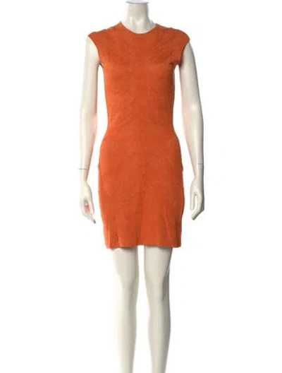 Pre-owned Alexander Mcqueen Crew Neck Mini Dress In Orange