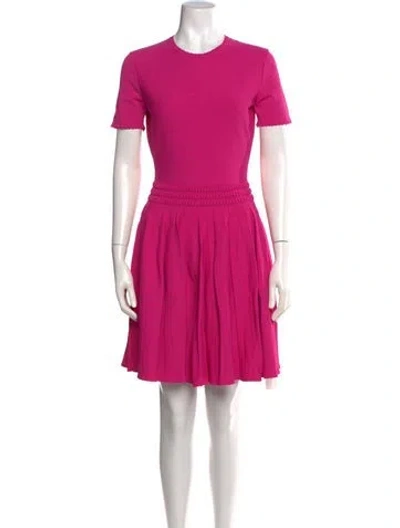 Pre-owned Alexander Mcqueen Crew Neck Mini Dress In Pink