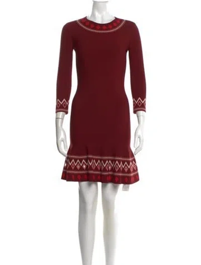 Pre-owned Alexander Mcqueen Crew Neck Mini Dress In Red