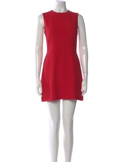 Pre-owned Alexander Mcqueen Crew Neck Mini Dress In Red