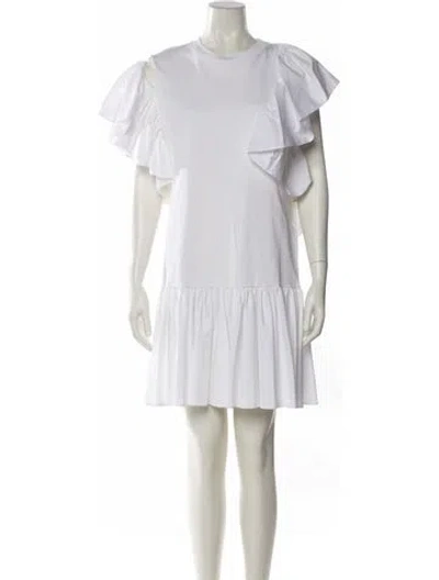 Pre-owned Alexander Mcqueen Crew Neck Mini Dress W/ Tags In White