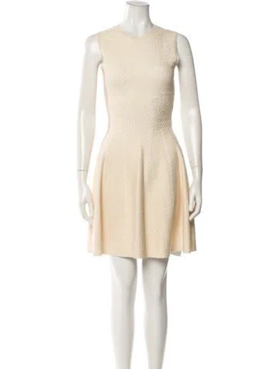 Pre-owned Alexander Mcqueen Crew Neck Mini Dress In White