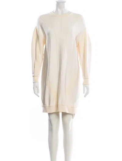 Pre-owned Alexander Mcqueen Crew Neck Mini Dress In White