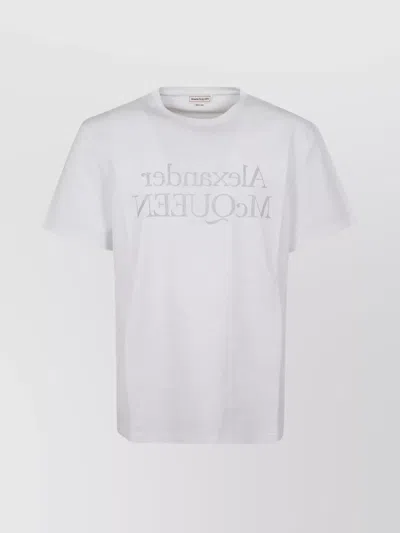Alexander Mcqueen Crew Neck Pure Cotton Regular Fit T-shirt In White