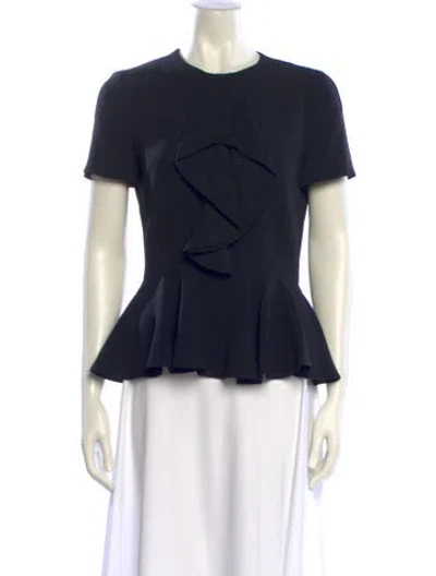 Pre-owned Alexander Mcqueen Crew Neck Short Sleeve Blouse In Blue