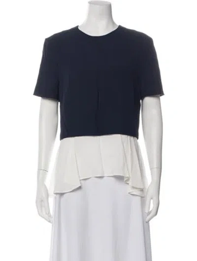 Pre-owned Alexander Mcqueen Crew Neck Short Sleeve Blouse In Blue/white