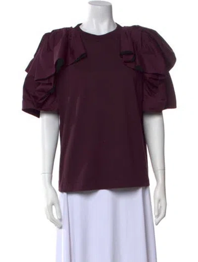 Pre-owned Alexander Mcqueen Crew Neck Short Sleeve Blouse In Burgundy