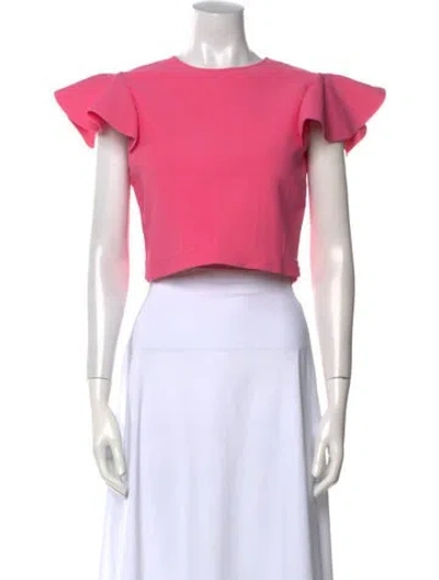 Pre-owned Alexander Mcqueen Crew Neck Short Sleeve Crop Top In Pink