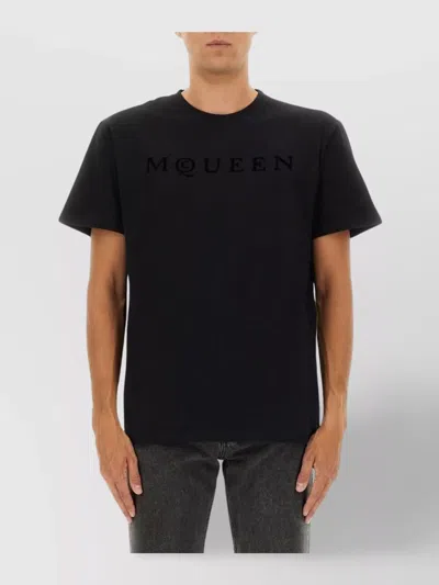 Alexander Mcqueen Crew Neck Short Sleeve Fitted T-shirt In Black