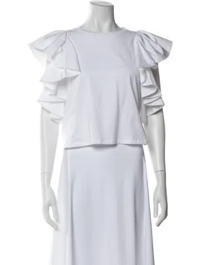 Pre-owned Alexander Mcqueen Crew Neck Short Sleeve Top In White