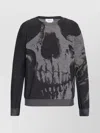 Alexander Mcqueen Skull Intarsia Wool Melange Crewneck Sweater In Grey