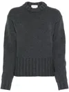 Alexander Mcqueen Melange Dark Grey Stretch Wool Blend Sweater In Grey