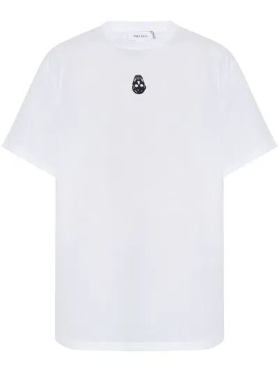 Alexander Mcqueen Embroidered Skull T-shirt In White