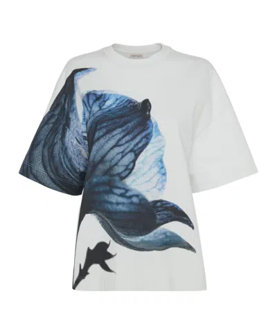 Alexander Mcqueen Crew Neck T-shirt In White/blue