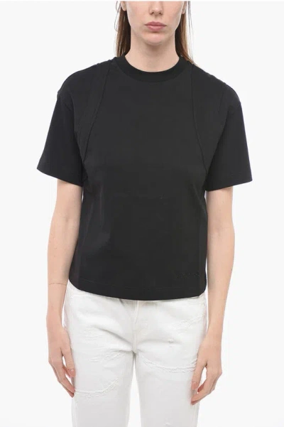 Alexander Mcqueen Crew Neck T-shirt With Ton Sur Ton Patches In Black