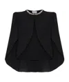Alexander Mcqueen Embellished Silk Georgette Cape Top In Black