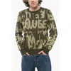 Alexander Mcqueen Crew Neck Wool Blend Sweater With All-over Jacquard Logo