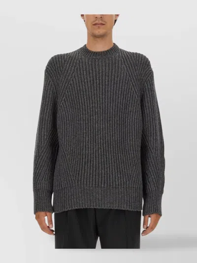 Alexander Mcqueen Crew Neck Wool Jersey Knit Sweater In Black