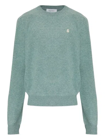 Alexander Mcqueen Crew-neck Wool Sweater In Green