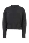 Alexander Mcqueen Melange Dark Grey Stretch Wool Blend Sweater In Greymelange