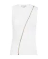 Alexander Mcqueen Zipper Crew Neck Ribbed Sleeveless Top In White