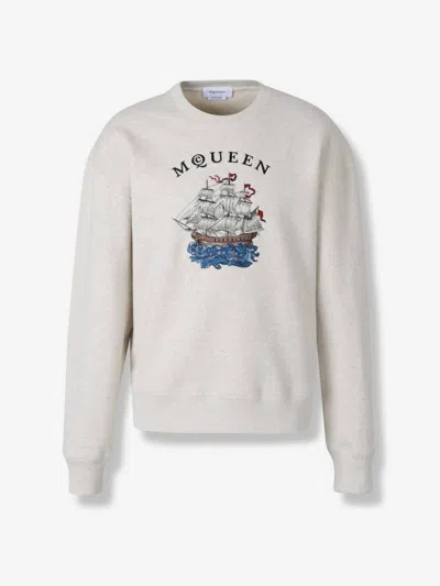 Alexander Mcqueen Crewneck Sweatshirt In Sand