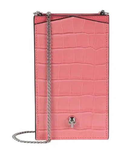 Alexander Mcqueen Croc Embossed Leather Crossbody Phone Case Woman Cross-body Bag Pink Size - Calfsk