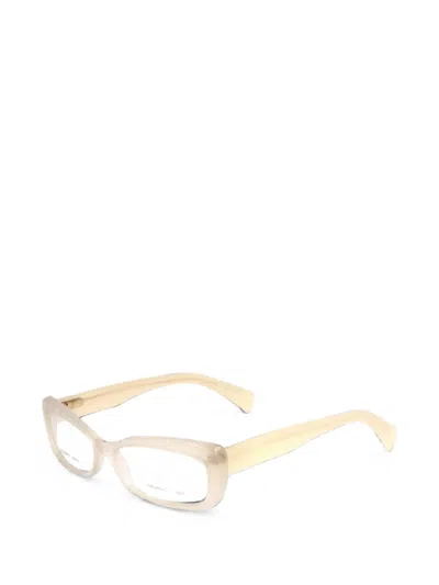 Alexander Mcqueen Croc-effect Cat-eye Glasses In Neutral