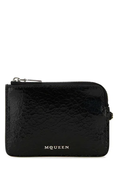 Alexander Mcqueen Croc-embossed Leather Wallet In Black