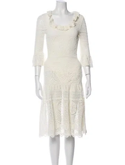 Pre-owned Alexander Mcqueen Crochet Midi Length Dress In Neutral