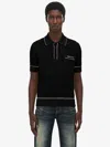 Alexander Mcqueen Crochet Stitch Polo Shirt In Black