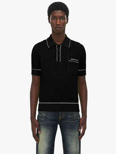 Alexander Mcqueen Crochet Stitch Polo Shirt In Multi