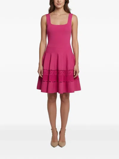 Pre-owned Alexander Mcqueen Crochet-trim Mini Dress In Pink