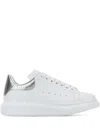 Alexander Mcqueen White Oversize Sneakers With Snake Print On The Heel In Leather Woman In White