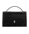 Alexander Mcqueen Crocodile-effect Patent Leather Shoulder Bag In Black