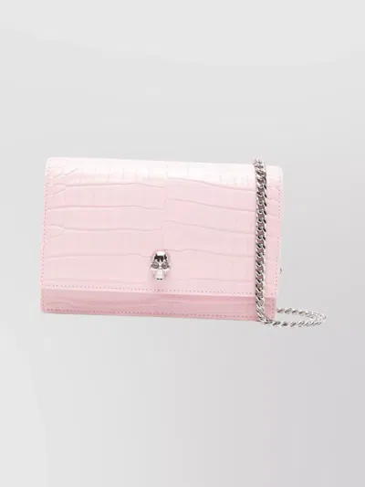 Alexander Mcqueen Crocodile Effect Shoulder Bag With Chain Strap