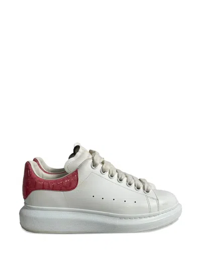 Pre-owned Alexander Mcqueen Crocodile-print-embossed Sneakers In White