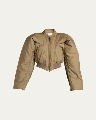 Alexander Mcqueen Cropped Bomber Jacket In Green