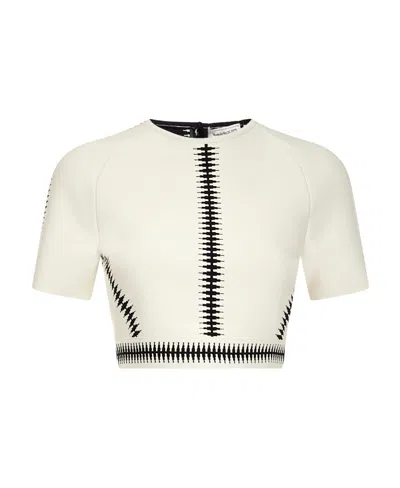 Alexander Mcqueen Cropped Contrast-trim Top In White
