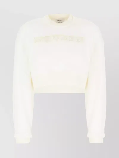Alexander Mcqueen Cropped Cotton Knit With Ribbed Cuffs In White
